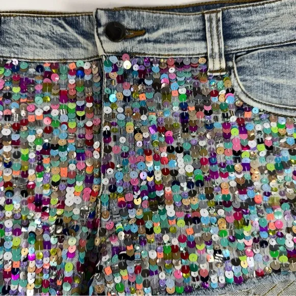Sold Joe's Jeans Sequin Beaded Denim Cutoff Shorts Size 27 Rare Excellent Mint - Picture 3 of 7